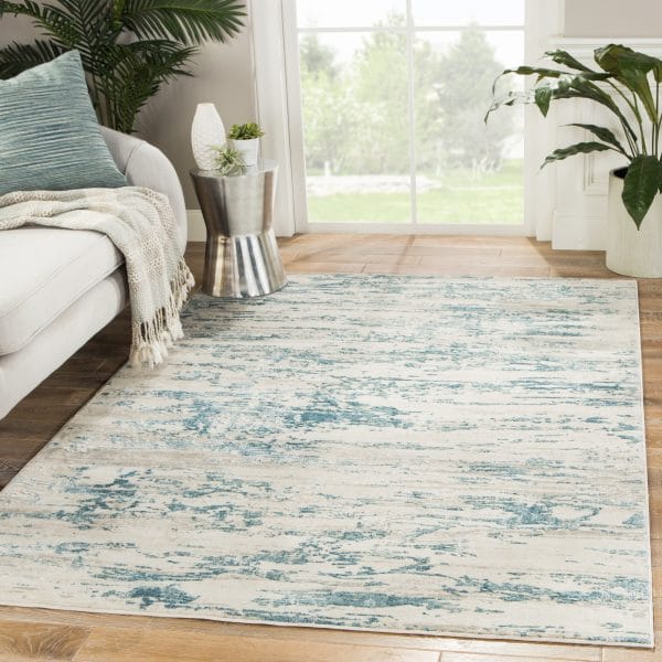 Celil Abstract Ivory/ Blue Area Rug (11'10"X14')