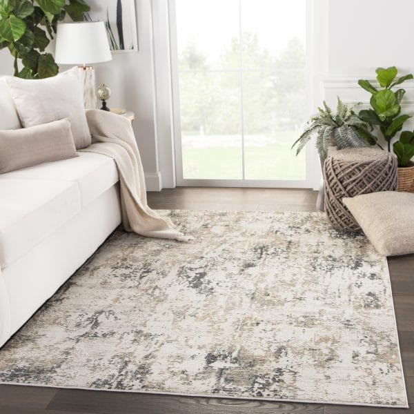 Cassia Abstract Gray/ Gold Runner Rug (2'6"X8')