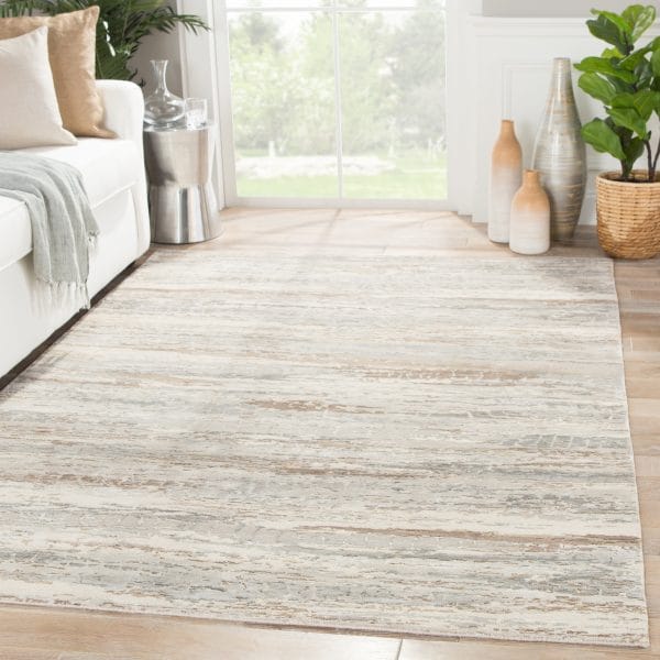 Kavi by  Bandi Hand-Knotted Abstract Blue/ Gray Area Rug (5'6"X8')