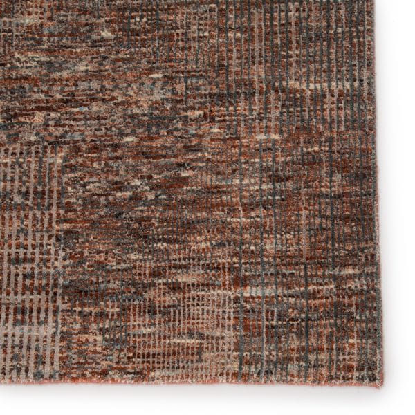 Kavi by  Cyrus Hand-Knotted Abstract Red/ Gray Area Rug (8'X10')