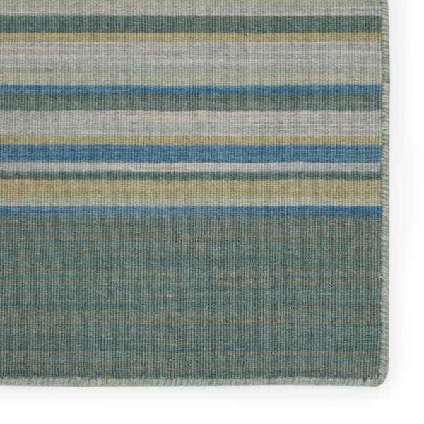 Kiawah Handmade Striped Blue/ Turquoise Runner Rug (2'6"X8')