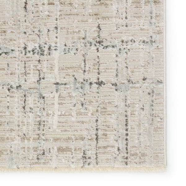 Vibe by  Sovis Abstract Light Gray/ Ivory Runner Rug (3'X8')
