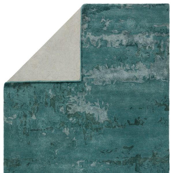 Astris Handmade Abstract Teal/ Blue Area Rug (5'X8')
