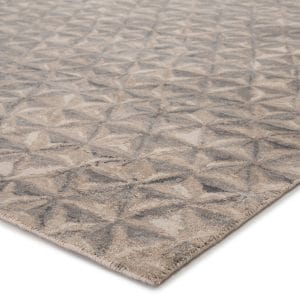 Kavi by  Raagam Hand-Knotted Geometric Gray/ Beige Area Rug (6'X9')
