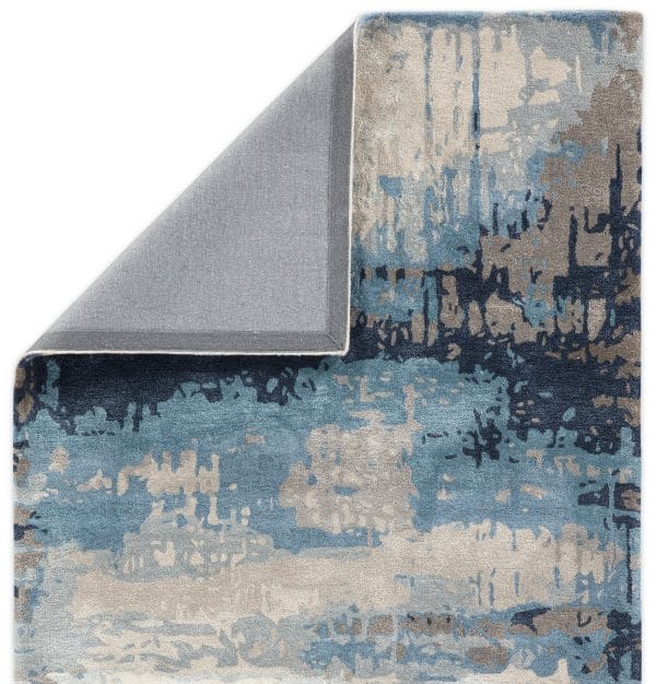 Benna Handmade Abstract Blue/ Gray Round Area Rug (6' RND)