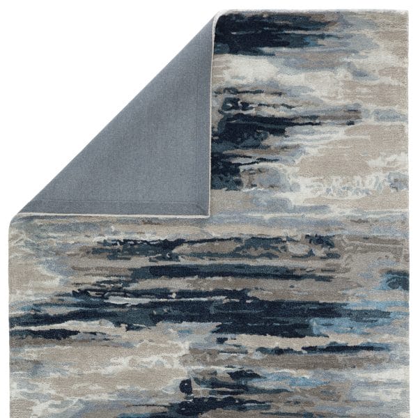 Ryenn Handmade Abstract Dark Blue/ Gray Area Rug (2'X3')