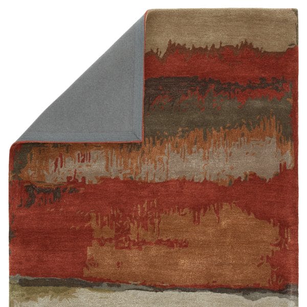 Juna Handmade Abstract Red/ Brown Area Rug (5'X8')