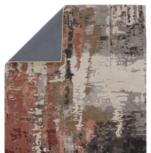 Matcha Handmade Abstract Gray/ Red Area Rug (10'X14')