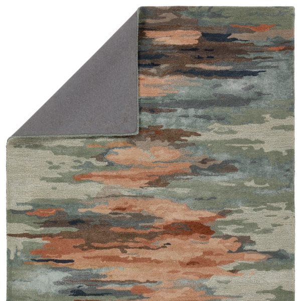 Ryenn Handmade Abstract Sage/ Peach Area Rug (5'X8')