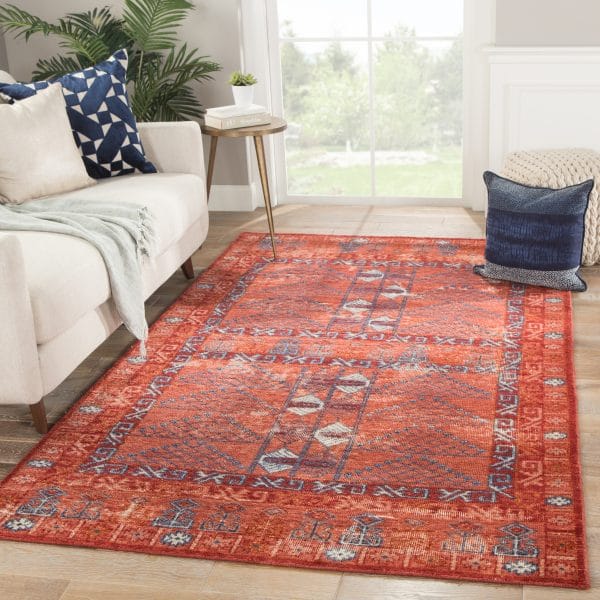 Montreal Hand-Knotted Tribal Red/ Blue Area Rug (6'X9')
