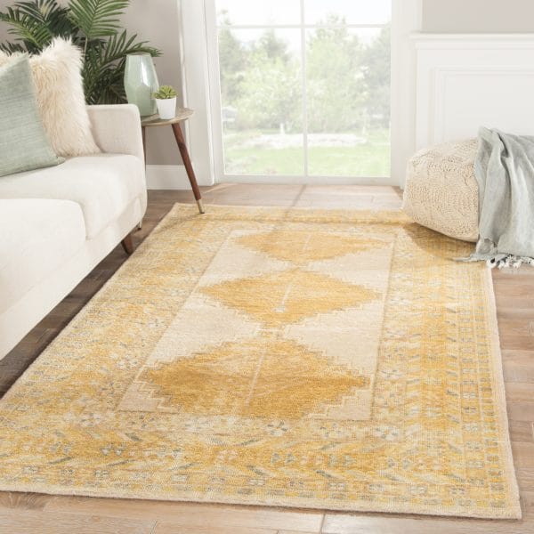 Enfield Hand-Knotted Medallion Gold/ Gray Area Rug (6'X9')