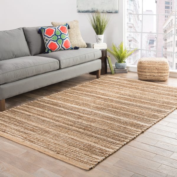 Clifton Natural Solid Tan/ White Area Rug (2'6"X4')