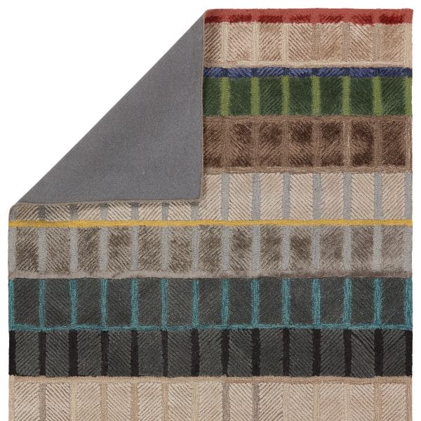 Tapetto Handmade Striped Multicolor Area Rug (6'X9')