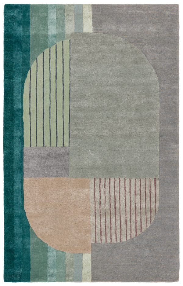 Meruvia Handmade Abstract Sage/ Multicolor Area Rug (6'X9')