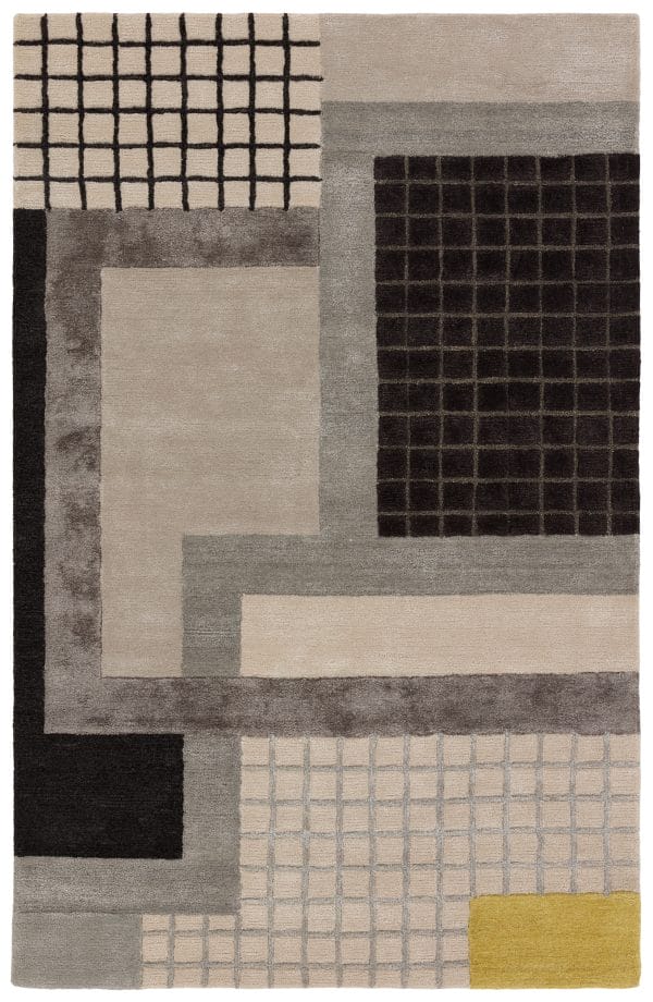 Aramina Handmade Abstract Gray/ Black Area Rug (6'X9')