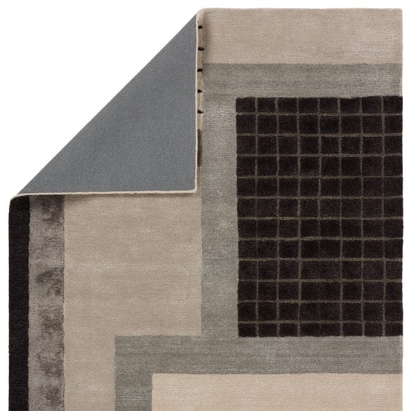 Aramina Handmade Abstract Gray/ Black Area Rug (6'X9')