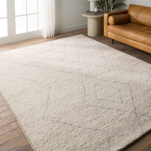 Laverna Hand-Knotted Trellis Ivory/ Silver Area Rug (10'X14')
