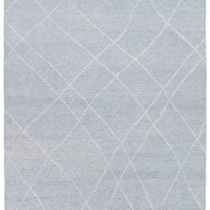 Raji Hand-Knotted Trellis Blue/ Cream Area Rug (8'X10')