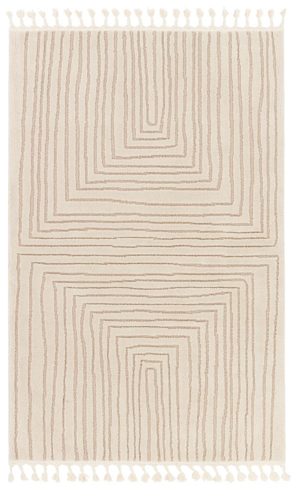 Vibe by  Fantana Striped Ivory/ Beige Area Rug (5'X7')