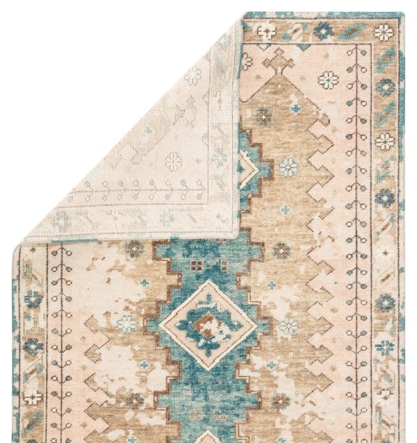 Pathos Hand-Knotted Medallion Pink/ Blue Area Rug (5'X8')