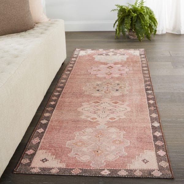 Vibe by  Chilton Medallion Pink/ Brown Runner Rug (2'6"X7'6")