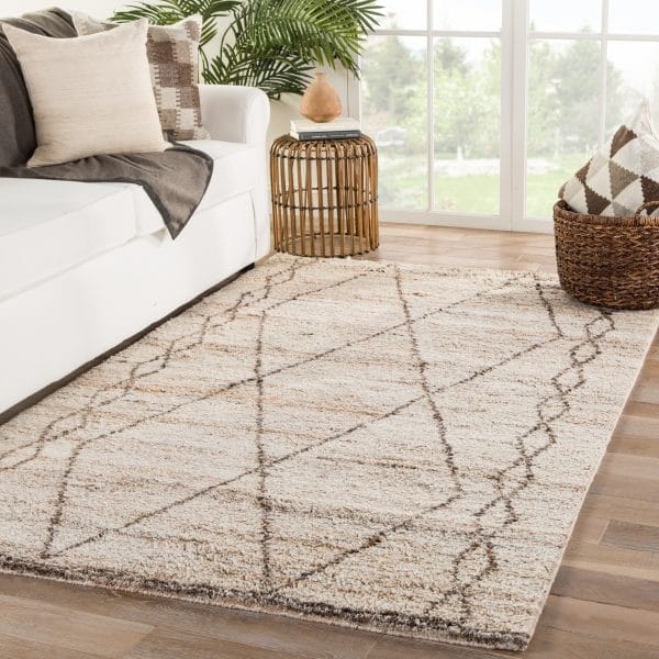 Murano Hand-Knotted Trellis Tan/ Brown Area Rug (5'X8')