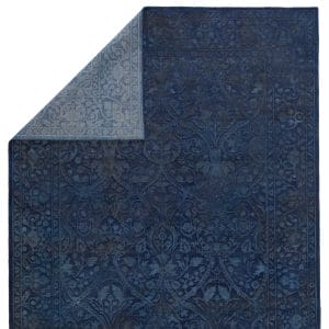 Drass Hand-Knotted Damask Blue/ Gray Area Rug (6'X9')