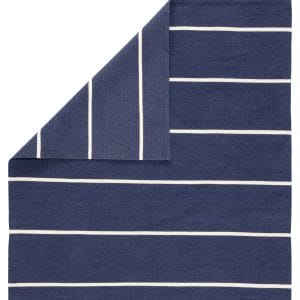 Corbina Indoor/ Outdoor Striped Dark Blue/ Ivory Area Rug (2'X3')