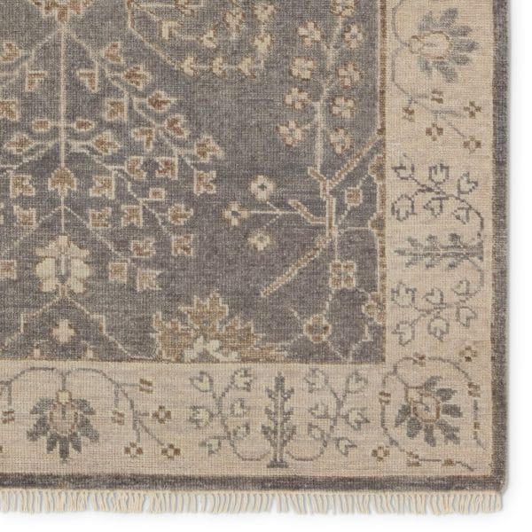 Reagan Hand-Knotted Bordered Gray/ Beige Area Rug (2'X3')