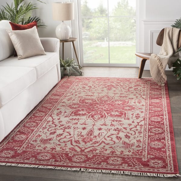 Abington Hand-Knotted Medallion Red/ Beige Area Rug (9'X12')