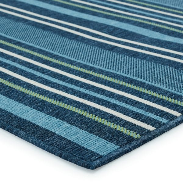 Vibe by  Elara Indoor/ Outdoor Striped Blue/ Green Runner Rug (2'6"X8')