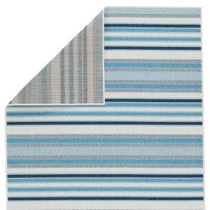 Vibe by  Lloria Indoor/ Outdoor Striped Blue/ Cream Runner Rug (2'6"X8')