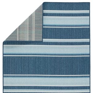 Vibe by  Devato Indoor/ Outdoor Striped Blue/ Cream Runner Rug (2'6"X8')