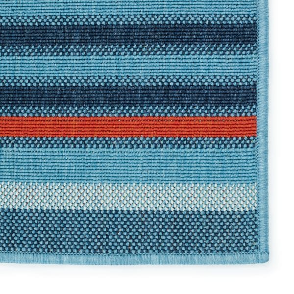 Vibe by  Lloria Indoor/ Outdoor Striped Blue/ Orange Runner Rug (2'6"X8')