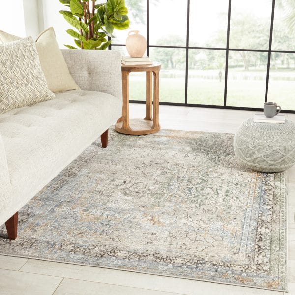 Vibe by  Thayer Medallion Green/ Light Gray Area Rug (5'3"X8')
