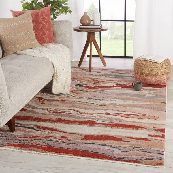 Vibe by  Jolene Abstract Pink/ Red Runner Rug (2'6"X8')