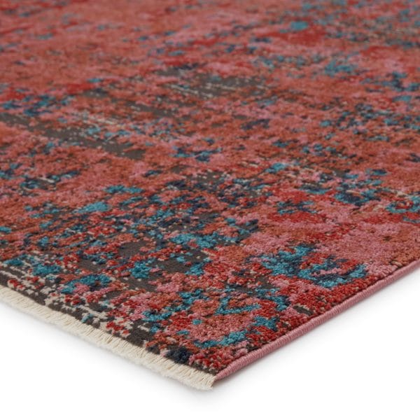 Vibe by  Ezlyn Abstract Red/ Teal Runner Rug (2'6"X8')