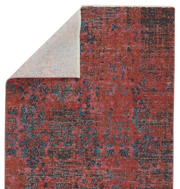 Vibe by  Ezlyn Abstract Red/ Teal Runner Rug (2'6"X8')