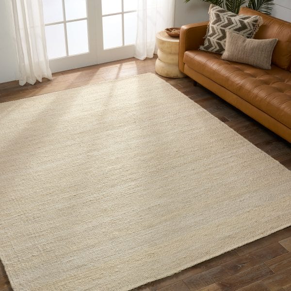 Hutton Natural Solid White Runner Rug (2'6"X8')