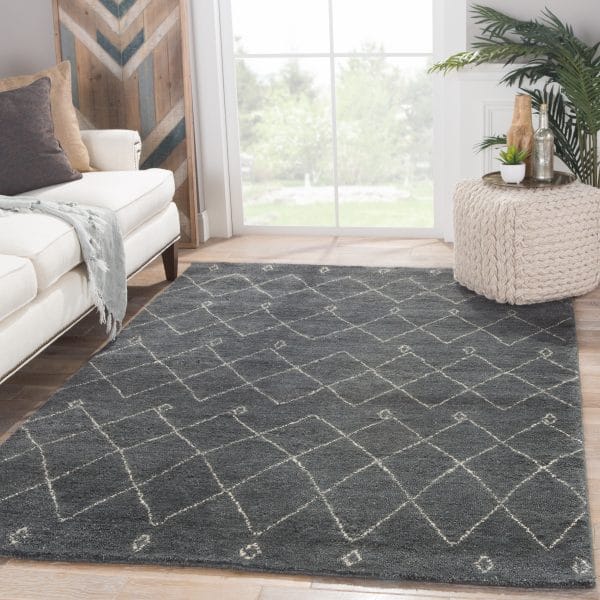 Casablanca Hand-Knotted Trellis Gray/ White Area Rug (2'X3')