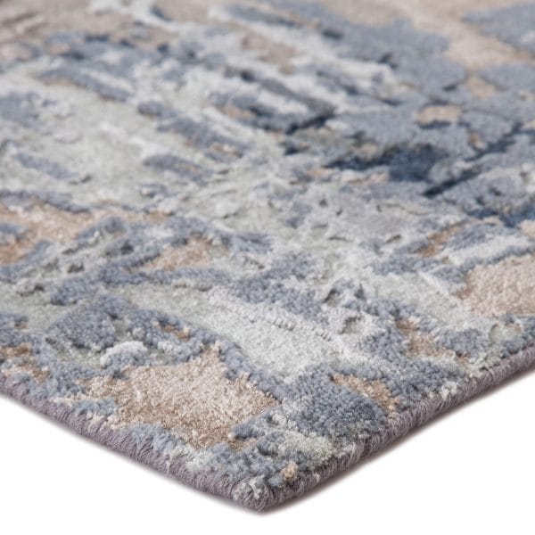 Kavi by  Neev Hand-Knotted Abstract Gray/ Navy Area Rug (12'X15')