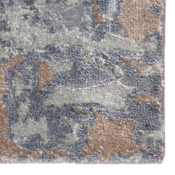 Kavi by  Neev Hand-Knotted Abstract Gray/ Navy Area Rug (12'X15')