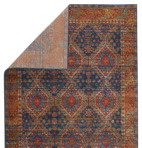 Vibe By  Quillen Medallion Blue/ Red Area Rug (7'6"X9'6")