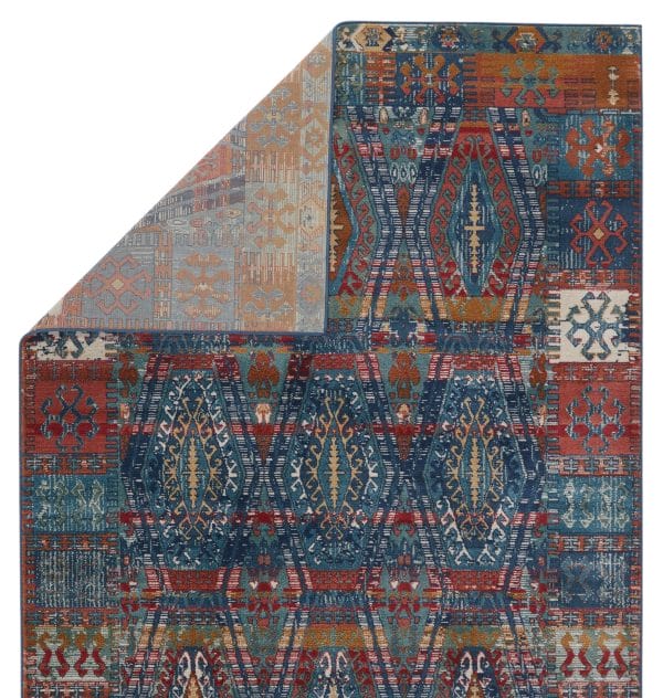 Vibe By  Miron Trellis Blue/ Red Area Rug (5'X7'6")