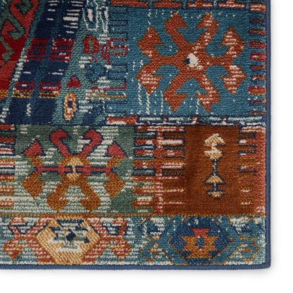 Vibe By  Miron Trellis Blue/ Red Area Rug (5'X7'6")