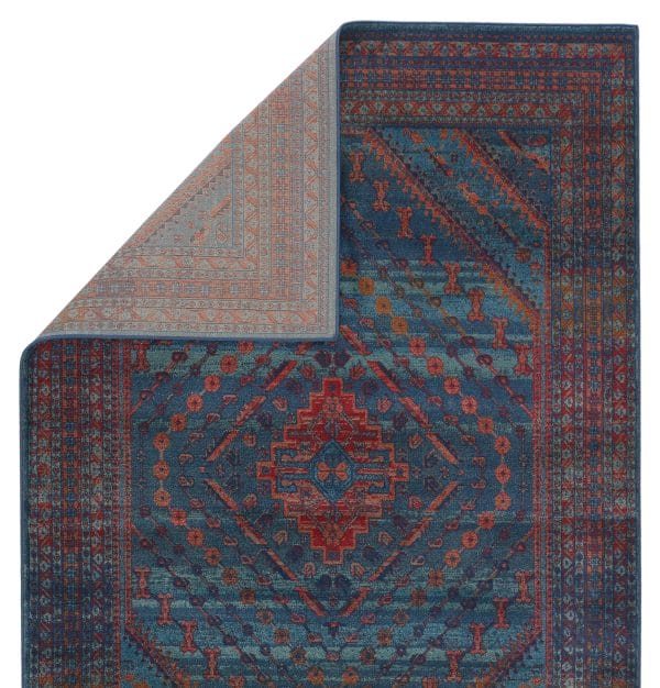 Vibe By  Selah Medallion Blue/ Red Area Rug (7'6"X9'6")