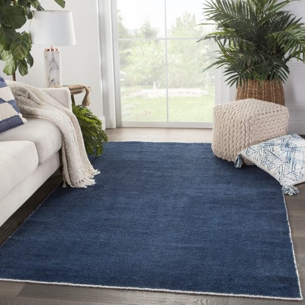 Limon Indoor/ Outdoor Solid Blue/ White Area Rug (2'X3')