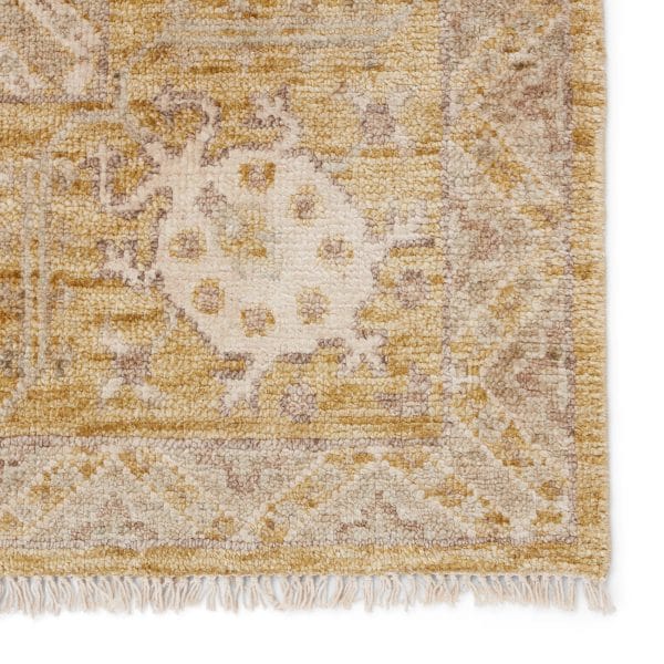 Eladyr Hand-Knotted Tribal Gold/ Cream Area Rug (6'X9')