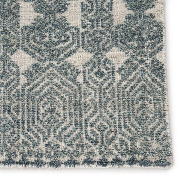Abelle Hand-Knotted Medallion Teal/ Light Gray Area Rug (5'X8')