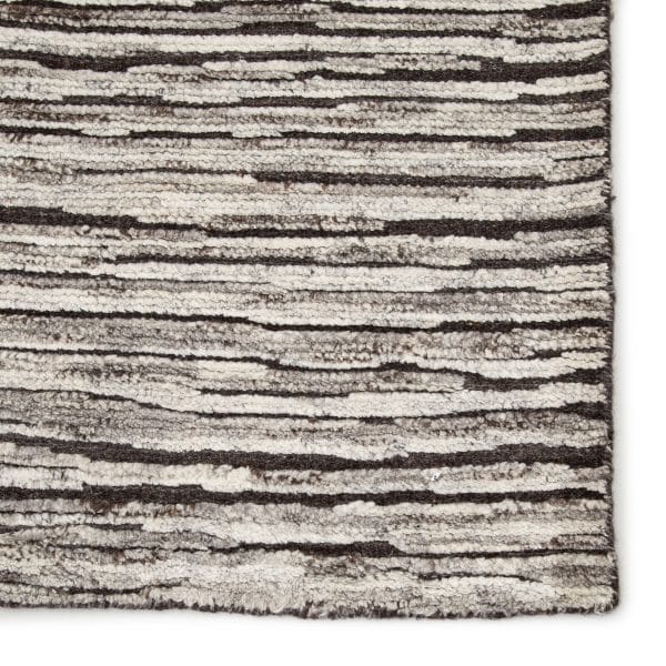 Ramsay Hand-Knotted Striped Dark Gray/ Ivory Area Rug (8'X10')